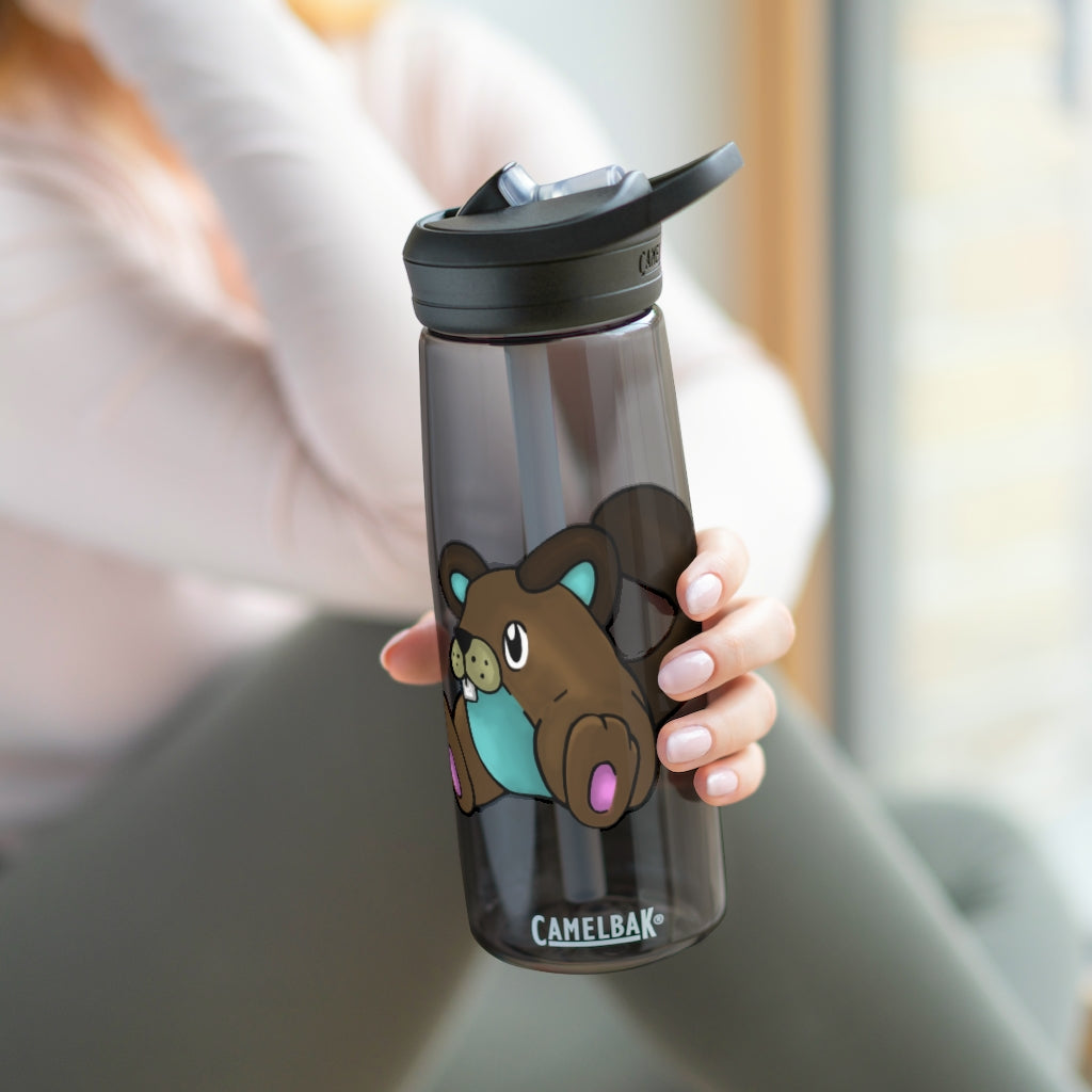 Personalized CamelBak Eddy® water bottle in 20oz and 25oz sizes, made from durable Tritan™ material, featuring a spill-proof biting valve.